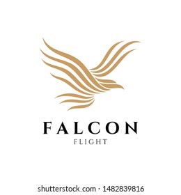 Eagle Elegant Logo.Flat Line Style.Flying Eagle Vector Illustration Symbol.Modern Design