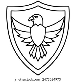 Eagle emblem black and white vector logo