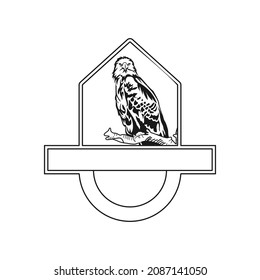 eagle with emblem classic icon design