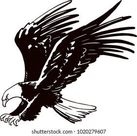 Eagle emblem isolated on white vector illustration. American symbol of freedom