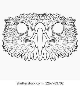 Eagle emblem isolated on white. American symbol of freedom. Retro color logo of falcon. Can be used for printing on T-shirts, flyers, etc. Vector illustration.