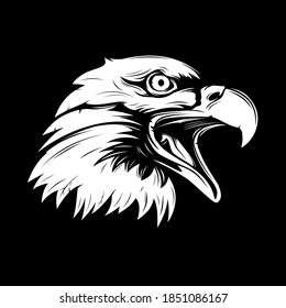 Eagle emblem isolated on white vector illustration. World symbol of freedom. Retro color logo of falcon. Eagle detailed logo.