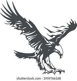 Eagle emblem isolated on white vector illustration. 