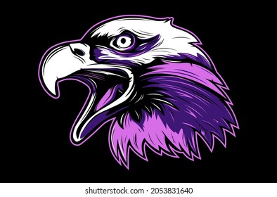 Eagle emblem isolated on white vector illustration. World symbol of freedom. Retro color logo of falcon. Eagle detailed logo.