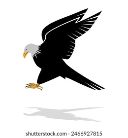 Eagle emblem isolated on white vector illustration. American symbol of freedom