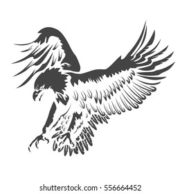 Eagle emblem isolated on white vector illustration. American symbol of liberty.