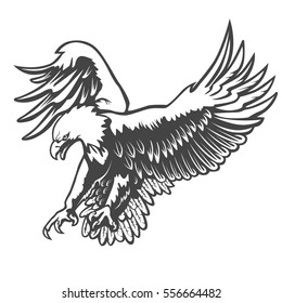 Emblema de águila aislado en ilustración vectorial blanca. Símbolo estadounidense de libertad.