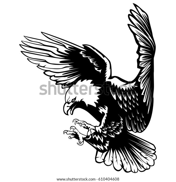 白いベクター画像イラストに鷲のエンブレム アメリカの自由の象徴 鷹