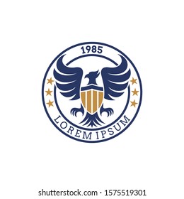 eagle emblem logo design, circle badge eagle logo template, vintage eagle stamp