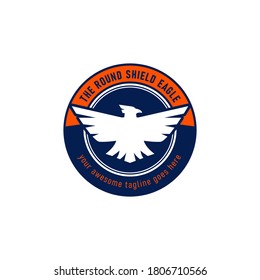 Eagle emblem logo in round shape shield icon symbol vector