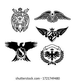 Eagle Emblem Emblem Shield Icon Set Stock Vector (Royalty Free ...