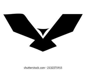 Eagle emblem with wings, heraldic symbol, bird, predator, wild animal, wildlife, design, vector, illustration in black and white color, isolated on white background
