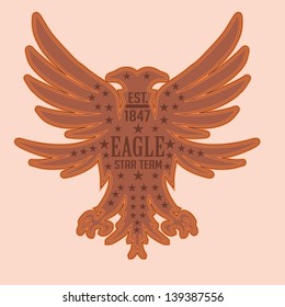 eagle embroidery shield vector art