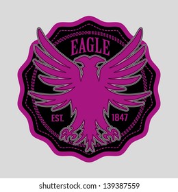 eagle embroidery shield vector art