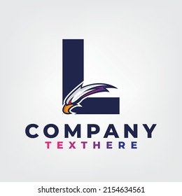 Eagle esport design with letter L logo template, eagle head mascot esport logo design