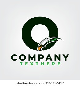 Eagle esport design with letter O logo template, eagle head mascot esport logo design