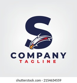 Eagle esport design with letter S logo template, eagle head mascot esport logo design