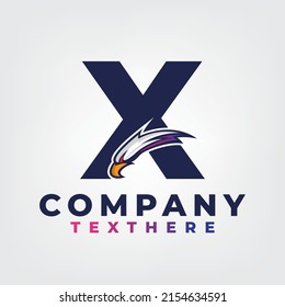 Eagle esport design with letter X logo template, eagle head mascot esport logo design