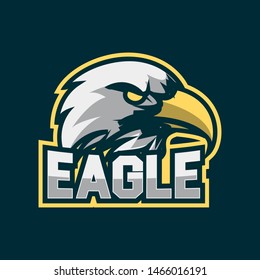 Eagle  esport gaming logo design. Eagle head logo emblem design with yellow outline