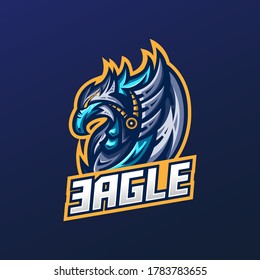 Eagle esport gaming mascot logo template for streamer team. esport logo design with modern illustration concept style for badge, emblem and tshirt printing