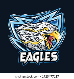 an eagle with the eye of fire as an esport logo or mascot and symbol