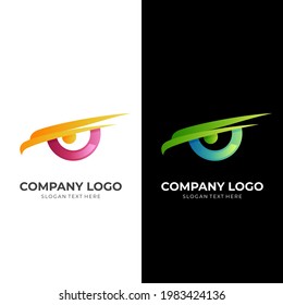 eagle eye logo, eagle and eye, combination logo with 3d colorful style