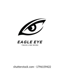 Eagle eye logo design forming eyes that are staring sharply vision