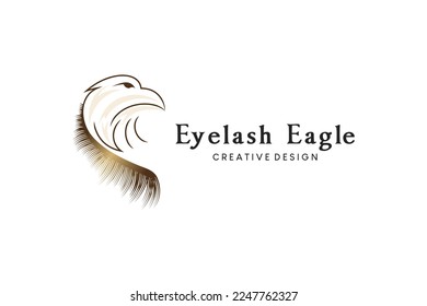 Eagle eyelash logo design, eyelash extension logo vector illustration