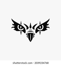 Eagle Eyes Logo Concept. Black and White. Suitable for Logo, Icon, Symbol, Mascot, Emblem and Sign. Best for T Shirt Design
