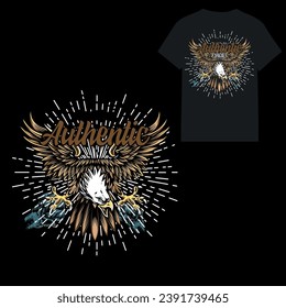 eagle face, ATTACK, FIGHT Artwork T-shirt Vector