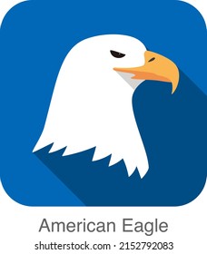 Eagle face flat icon design. Animal icons series, vector illustration