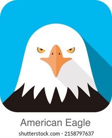 Eagle face flat icon design. Animal icons series, vector illustration