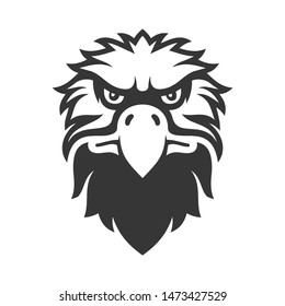 Eagle Face Icon. Bird Logo on White Background. Vector