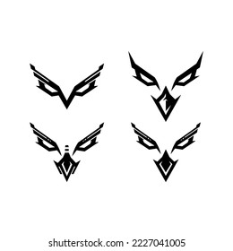 eagle face logo bundle with mecha style in modern minimalist style