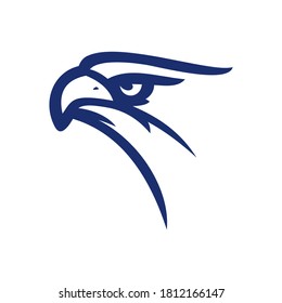 eagle face logo illustration,perfect, good for mascot delivery or logistic logo industry, flat color style with blue.