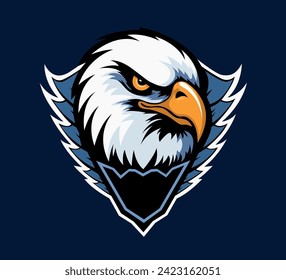 Eagle face logo with wings vector