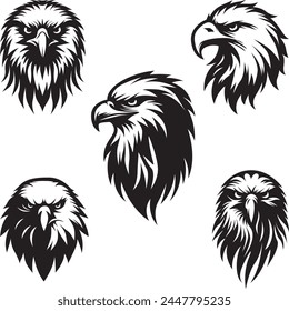Eagle face silhouette, Eagle head Vector illustrations bundle
