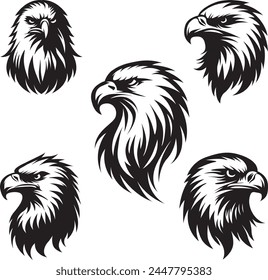 Silueta de cara de águila, Paquete de Ilustraciones vectoriales de cabeza de águila
