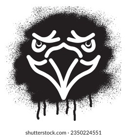 Eagle face stencil graffiti with black spray paint	
