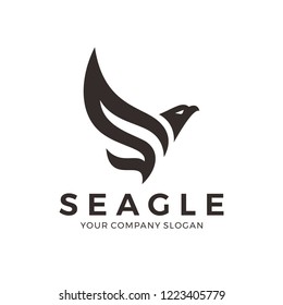 Eagle, falcon, bird logo design with letter S