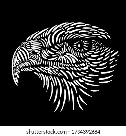 Eagle falcon bird vector illustration art print T-shirt apparel or tattoo design or outwear.  Hunting style eagle background. This hand drawing is for black fabric or canvas.
