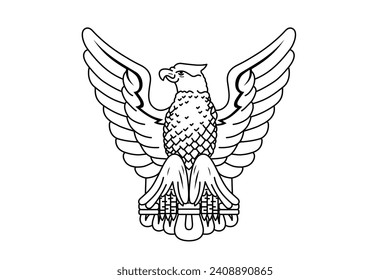 eagle or falcon design illustration silhouette with emblem and style drawing. can use for logo, t-shirt  or any print media.