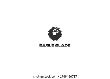 Adler Falcon Hawk mit Circular Saw Blade für Logo-Design-Vektorgrafik von Cartoreingbooten