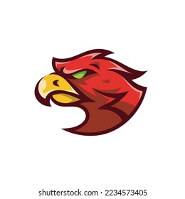 Eagle, falcon or hawk head cartoon logo design. Bird mascot illustration