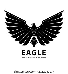 Eagle Falcon icon silhouette simple minimalist modern logo design vector template.