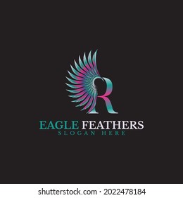 Eagle feather R letter logo vector. Simple and modern. Suitable for any business.