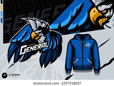 Eagle fierce blue esport mascot logo