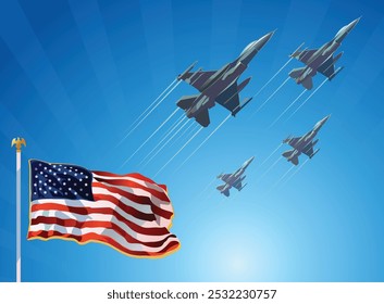 Eagle fighter jet plane taking off during exercise
