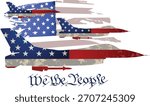 Eagle fighter jet plane and USA flag
