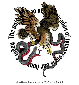 Eagle Fighting with Snake. art for shirt